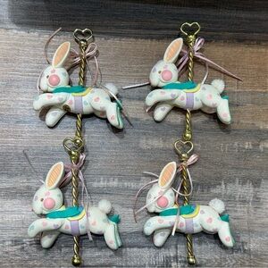 Vintage Carlton Cards “Baby’s 2nd Christmas 1999” bunny rabbit carousel ornament